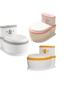 Little Mom Olita muzicala pentru copii HappyFlush Grey model educativ cu design realist tip minitoaleta cu adaptor moale din spuma PU vas colector detasabil suport pentru hartie igienica