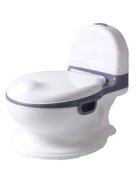 Little Mom Olita pentru copii Baby Potty Grey model realist cu vas colector detasabil suport pentru servetele capac rabatabil cu functie de spatar ergonomic manere de sustinere si baza antiderapanta