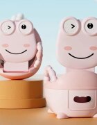 Little Mom Olita pentru copii Cute Pink Frog cu manere de sustinere colac moale din spuma PU capac rabatabil si vas colector detasabil dimensiune 36 x 31 x 48.5 cm