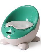 Little Mom Olita pentru copii First Class Aqua-Green cu adaptor moale din spuma PU spatar ergonomic vas colector detasabil picioruse antiderapante dimensiune 32 x 34 x 30 cm