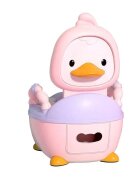 Little Mom Olita pentru copii Pink Duck prevazuta cu manere colac din PVC capac rabatabil si vas colector detasabil dimensiune 36.5 x 31 x 48 cm