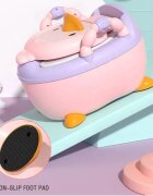Little Mom Olita pentru copii Pink Duck prevazuta cu manere colac din PVC capac rabatabil si vas colector detasabil dimensiune 36.5 x 31 x 48 cm