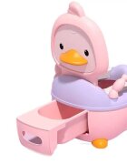 Little Mom Olita pentru copii Pink Duck prevazuta cu manere colac din PVC capac rabatabil si vas colector detasabil dimensiune 36.5 x 31 x 48 cm