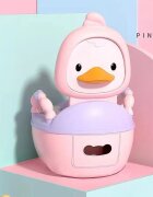 Little Mom Olita pentru copii Pink Duck prevazuta cu manere colac din PVC capac rabatabil si vas colector detasabil dimensiune 36.5 x 31 x 48 cm