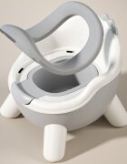Little Mom Olita pentru copii Pipolino Grey design ergonomic 2 in 1 cu adaptor moale din spuma PU vas colector detasabil baza anti-alunecare protectie antistropire dimensiune 32 x 35.5 x 32.5 cm