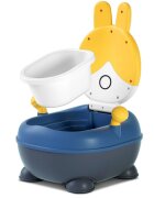 Little Mom Olita pentru copii Rabbit Yellow cu adaptor moale din PU vas colector detasabil capac rabatabil cu functie de spatar ergonomic picioruse antiaderente dimensiune 36 x 32.5 x 53 cm