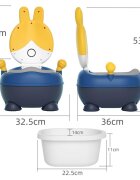 Little Mom Olita pentru copii Rabbit Yellow cu adaptor moale din PU vas colector detasabil capac rabatabil cu functie de spatar ergonomic picioruse antiaderente dimensiune 36 x 32.5 x 53 cm