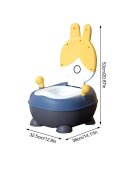 Little Mom Olita pentru copii Rabbit Yellow cu adaptor moale din PU vas colector detasabil capac rabatabil cu functie de spatar ergonomic picioruse antiaderente dimensiune 36 x 32.5 x 53 cm
