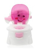 Little Mom Olita pentru copii Smiley Potty Pink educationala 3 in 1 design realist cu suport pentru hartia igienica cu vas colector detasabil si buton de tras apa dimensiune 42 x 30 x 36 cm