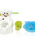 Little Mom Olita pentru copii Smiley Potty Pink educationala 3 in 1 design realist cu suport pentru hartia igienica cu vas colector detasabil si buton de tras apa dimensiune 42 x 30 x 36 cm