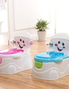 Little Mom Olita pentru copii Smiley Potty Pink educationala 3 in 1 design realist cu suport pentru hartia igienica cu vas colector detasabil si buton de tras apa dimensiune 42 x 30 x 36 cm