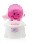 Little Mom Olita pentru copii Smiley Potty Pink educationala 3 in 1 design realist cu suport pentru hartia igienica cu vas colector detasabil si buton de tras apa dimensiune 42 x 30 x 36 cm