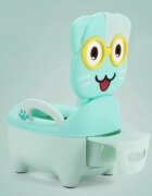 Little Mom Olita pentru copii Smiling Cat Blue cu colac din PVC cu compartiment de colectare detasabil manere de sustinere spatar ergonomic protectie antistropire margini rotunjite 50 x 38 x 31 cm