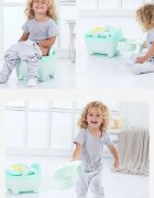 Little Mom Olita pentru copii Smiling Cat Blue cu colac din PVC cu compartiment de colectare detasabil manere de sustinere spatar ergonomic protectie antistropire margini rotunjite 50 x 38 x 31 cm
