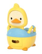 Little Mom Olita pentru copii Yellow Duck prevazuta cu manere colac din PVC capac rabatabil si vas colector detasabil dimensiune 36.5 x 31 x 48 cm