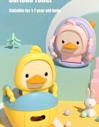 Little Mom Olita pentru copii Yellow Duck prevazuta cu manere colac din PVC capac rabatabil si vas colector detasabil dimensiune 36.5 x 31 x 48 cm