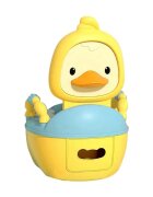 Little Mom Olita pentru copii Yellow Duck prevazuta cu manere colac din PVC capac rabatabil si vas colector detasabil dimensiune 36.5 x 31 x 48 cm