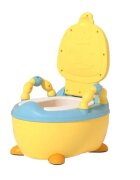 Little Mom Olita pentru copii Yellow Duck prevazuta cu manere colac din PVC capac rabatabil si vas colector detasabil dimensiune 36.5 x 31 x 48 cm