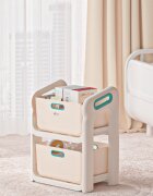 Little Mom Organizator jucarii Beige cu 2 compartimente manere ergonomice margini rotunjite dimensiuni 50.2 x 34.8 x 66 cm