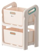Little Mom Organizator jucarii Beige cu 2 compartimente manere ergonomice margini rotunjite dimensiuni 50.2 x 34.8 x 66 cm
