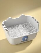 Little Mom Organizator pentru copii Piggy Blue cu 2 nivele echipat cu 2 cutii deschise prevazut cu roti dimensiuni 63x40x27 cm