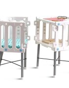 Little Mom Patut multifunctional pentru copii 3 in 1 Blue cu 3 configuratii distincte cadru din otel picioruse de balansare Roti aditionale Plasa de tantari si Salteluta cu fibra de cocos inclusa 92 x 55 x 79 cm