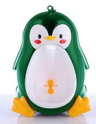 Little Mom Pisoar pentru baieti Cute Penguin Green sigur si rezistent cu montare versatila prin ventuze de perete sau agatare dimensiune 26 x 37cm