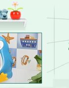 Little Mom Pisoar pentru baieti Cute Penguin Green sigur si rezistent cu montare versatila prin ventuze de perete sau agatare dimensiune 26 x 37cm