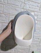 Little Mom Pisoar pentru baieti Grey Dino cu vas colector detasabil design ergonomic si suspendabil dimensiune 30 x 26 cm