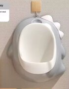 Little Mom Pisoar pentru baieti Grey Dino cu vas colector detasabil design ergonomic si suspendabil dimensiune 30 x 26 cm