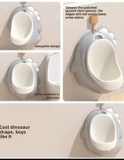 Little Mom Pisoar pentru baieti Grey Dino cu vas colector detasabil design ergonomic si suspendabil dimensiune 30 x 26 cm
