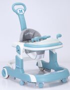 Little Mom Premergator 3 in 1 pentru copii Hello Blue pliabil cu maner parental cu panou muzical detasabil cu sezut reglabil in inaltime cu 6 roti silentioase sistem de franare dimensiune 74 x 60 x 86 cm