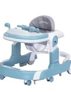 Little Mom Premergator 3 in 1 pentru copii Hello Blue pliabil cu maner parental cu panou muzical detasabil cu sezut reglabil in inaltime cu 6 roti silentioase sistem de franare dimensiune 74 x 60 x 86 cm