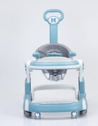 Little Mom Premergator 3 in 1 pentru copii Hello Blue pliabil cu maner parental cu panou muzical detasabil cu sezut reglabil in inaltime cu 6 roti silentioase sistem de franare dimensiune 74 x 60 x 86 cm