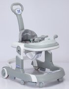 Little Mom Premergator 3 in 1 pentru copii Hello Grey pliabil cu maner parental cu panou muzical detasabil cu sezut reglabil in inaltime cu 6 roti silentioase sistem de franare dimensiune 74 x 60 x 86 cm