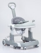 Little Mom Premergator 3 in 1 pentru copii Hello Grey pliabil cu maner parental cu panou muzical detasabil cu sezut reglabil in inaltime cu 6 roti silentioase sistem de franare dimensiune 74 x 60 x 86 cm