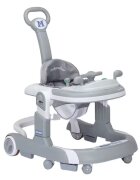 Little Mom Premergator 3 in 1 pentru copii Hello Grey pliabil cu maner parental cu panou muzical detasabil cu sezut reglabil in inaltime cu 6 roti silentioase sistem de franare dimensiune 74 x 60 x 86 cm