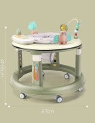 Little Mom Premergator bebelusi Activity Green pliabil educational cu panou interactiv sezut rotativ 360 grade roti pivotante silentioase dimensiune 68 x 68 x 50 cm