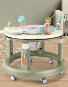 Little Mom Premergator bebelusi Activity Green pliabil educational cu panou interactiv sezut rotativ 360 grade roti pivotante silentioase dimensiune 68 x 68 x 50 cm