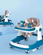 Little Mom Premergator bebelusi Cosmos Green 2 in 1 cu functie de antepremergator cu 6 roti silentioase sistem de franare sezut reglabil pliere usoara si compacta spatar ergonomic panou interactiv detasabil
