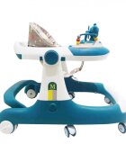 Little Mom Premergator bebelusi Cosmos Green 2 in 1 cu functie de antepremergator cu 6 roti silentioase sistem de franare sezut reglabil pliere usoara si compacta spatar ergonomic panou interactiv detasabil