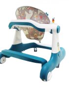 Little Mom Premergator bebelusi Cosmos Green 2 in 1 cu functie de antepremergator cu 6 roti silentioase sistem de franare sezut reglabil pliere usoara si compacta spatar ergonomic panou interactiv detasabil