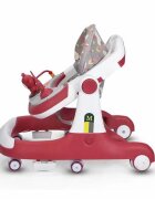 Little Mom Premergator bebelusi Cosmos Red 2 in 1 cu functie de antepremergator cu 6 roti silentioase sistem de franare sezut reglabil pliere usoara si compacta spatar ergonomic panou interactiv detasabil