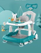 Little Mom Premergator copii Grey Rabbit pliabil cu maner de sustinere parental cu perna de sezut ajustabila panou interactiv detasabil roti silentioase cu rotire 360 grade si sistem de franare structura piramidala