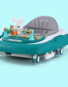 Little Mom Premergator copii Grey Rabbit pliabil cu maner de sustinere parental cu perna de sezut ajustabila panou interactiv detasabil roti silentioase cu rotire 360 grade si sistem de franare structura piramidala
