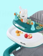 Little Mom Premergator copii Grey Rabbit pliabil cu maner de sustinere parental cu perna de sezut ajustabila panou interactiv detasabil roti silentioase cu rotire 360 grade si sistem de franare structura piramidala