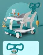 Little Mom Premergator copii Pink Rabbit pliabil cu maner de sustinere parental cu perna de sezut ajustabila panou interactiv detasabil roti silentioase cu rotire 360 grade si sistem de franare structura piramidala