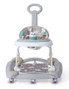 Little Mom Premergator pentru bebelusi multifunctional cu maner parental sistem de balansare Muzica roti silentioase cu perna de sezut si copertina detasabila dimensiune 54 x 17 x 86 cm Grey