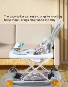 Little Mom Premergator pentru bebelusi multifunctional cu maner parental sistem de balansare Muzica roti silentioase cu perna de sezut si copertina detasabila dimensiune 54 x 17 x 86 cm Grey