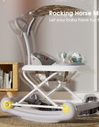 Little Mom Premergator pentru bebelusi multifunctional cu maner parental sistem de balansare Muzica roti silentioase cu perna de sezut si copertina detasabila dimensiune 54 x 17 x 86 cm Grey